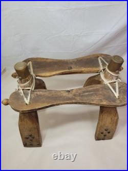 Antique Arabian Camel Saddle Hardwood Leather Strapping And Brass Accents