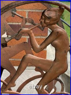 Antique Art Deco Egyptian Revival Seville Art Studios Flute Player Magazine Rack