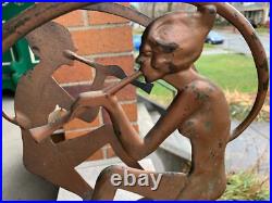 Antique Art Deco Egyptian Revival Seville Art Studios Flute Player Magazine Rack