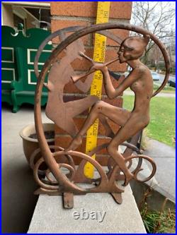 Antique Art Deco Egyptian Revival Seville Art Studios Flute Player Magazine Rack