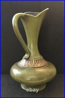 Antique Art Deco Royal Haeger USA Green & Gold Pottery Vase