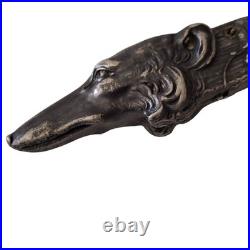 Antique Art Nouveau Figural Borzoi Russian Wolfhound Cigar Cutter Silver c1890