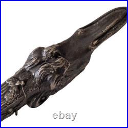 Antique Art Nouveau Figural Borzoi Russian Wolfhound Cigar Cutter Silver c1890