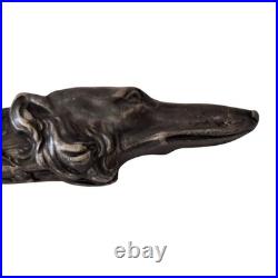 Antique Art Nouveau Figural Borzoi Russian Wolfhound Cigar Cutter Silver c1890