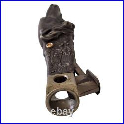 Antique Art Nouveau Figural Borzoi Russian Wolfhound Cigar Cutter Silver c1890
