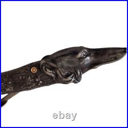 Antique Art Nouveau Figural Borzoi Russian Wolfhound Cigar Cutter Silver c1890