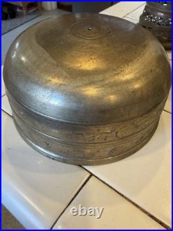 Antique Asian Brass Incense Burner Lot Pierced Lattice Stands & Engraved Bowls