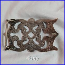 Antique Authentic Sandcasted Navajo Sterling Silver Belt Buckle