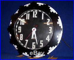 Antique, Aztec Neon Clock by The Electric Neon Clock Co. Cleveland, Ohio