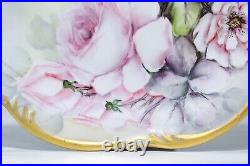Antique BAREUTHER Hand Painted Signed PARK Floral Gilt Porcelain Charger Plate