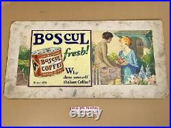 Antique BOSCUL COFFEE Advertising 1928 ORIGINAL ART Artist Board Painting 21x11