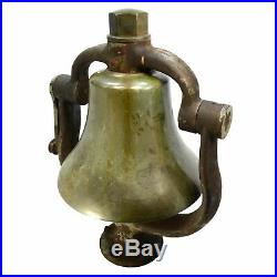 Antique BRASS/BRONZE LOCOMOTIVE BELL with CRADLE YOKE CLAPPER & FINIAL Reading RR