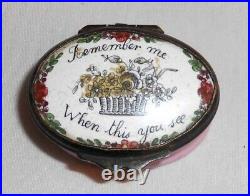 Antique Battersea England Enameled Moto Oval Box Remember Me When This You See