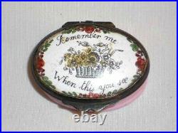 Antique Battersea England Enameled Moto Oval Box Remember Me When This You See