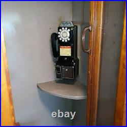 Antique Bell system 1950, s phone booth, WE 3 slot payphone working light & fan