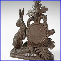 Antique Black Forest Hand Carved Wood Pocket Watch Holder Display Stand, Rabbit