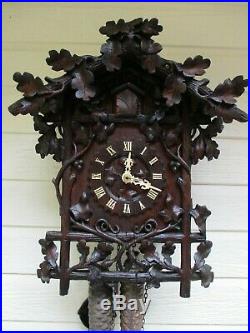 Antique Black Forest Wood Plate Cuckoo Clock Runs