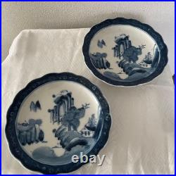 Antique Blue Plate 20cm Meiji-Taisho Collection Used with Chip