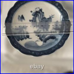 Antique Blue Plate 20cm Meiji-Taisho Collection Used with Chip