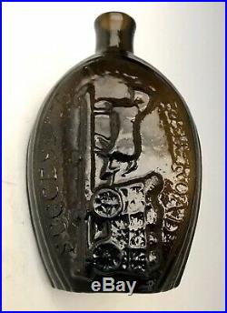 Antique Bottle 1830s Railroad Success Horse Cart GV-5 Pint Pictorial Flask, NR