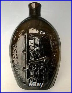 Antique Bottle 1830s Railroad Success Horse Cart GV-5 Pint Pictorial Flask, NR