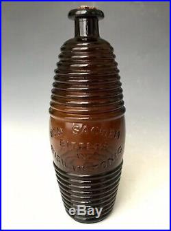 Antique Bottle Sachem Bitters & Wigwam Tonic 9.5 Amber Figural Barrel, ca. 1870