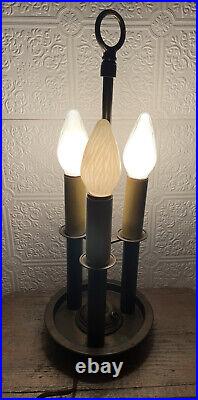 Antique Bouillette Lamp Triple faux Candlestick Lamp cast iron base Tested Works