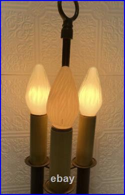 Antique Bouillette Lamp Triple faux Candlestick Lamp cast iron base Tested Works