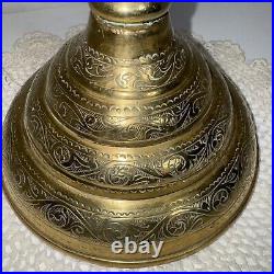 Antique Brass Candle Stick Holder 22 1/4 Inch Tall Ornate India