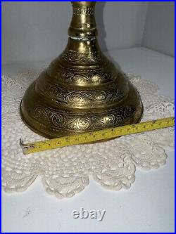 Antique Brass Candle Stick Holder 22 1/4 Inch Tall Ornate India
