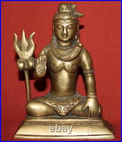 Antique Brass Hindu God Lord Shiva Statuette