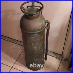 Antique Brass Metal Fire Extinguisher Firefighting Rescue Collectible