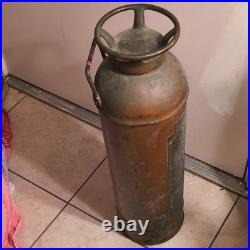 Antique Brass Metal Fire Extinguisher Firefighting Rescue Collectible