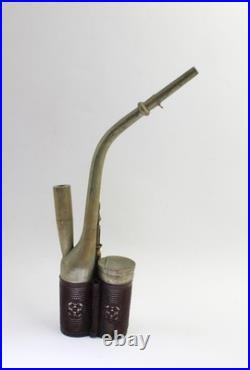 Antique Bronze with Leather Smoking Pipe