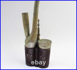 Antique Bronze with Leather Smoking Pipe