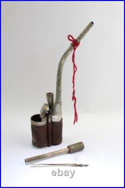 Antique Bronze with Leather Smoking Pipe