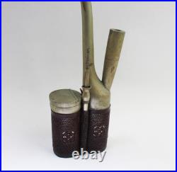 Antique Bronze with Leather Smoking Pipe