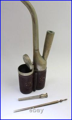 Antique Bronze with Leather Smoking Pipe