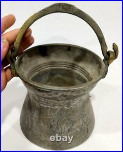 Antique Bucket Copper Silver Plated with Handle Decorative Pot Vintage Pail