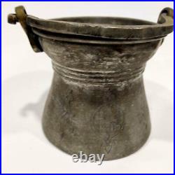 Antique Bucket Copper Silver Plated with Handle Decorative Pot Vintage Pail