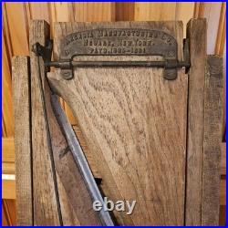 Antique C 1890 Arcadia Food Slicer Kitchen Tool Cast Iron & Oak Wood Primitive
