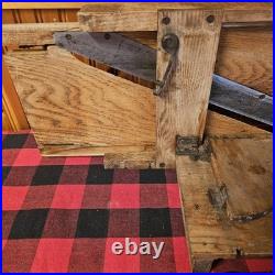 Antique C 1890 Arcadia Food Slicer Kitchen Tool Cast Iron & Oak Wood Primitive