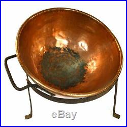 Antique COPPER APPLE BUTTER/CANDY KETTLE 24 Cauldron/Pot + ORIGINAL IRON STAND