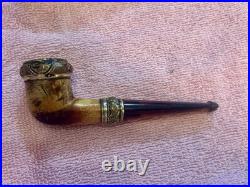 Antique CPF Meerschaum Pipe With Gold Washed Fittings And Case