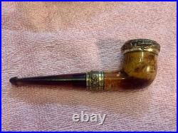 Antique CPF Meerschaum Pipe With Gold Washed Fittings And Case