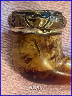 Antique CPF Meerschaum Pipe With Gold Washed Fittings And Case