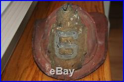 Antique Cairns & Brother Leather High Hat #6 Fireman Fire Helmet Massachusetts