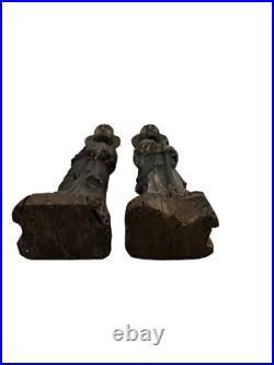 Antique Carved Wood Pair Of Religous Figures