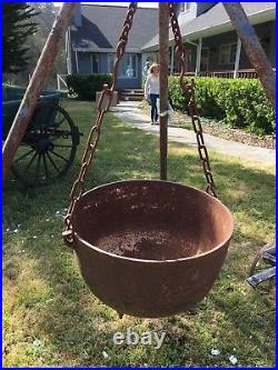 Antique Cast Iron Cauldron Kettle Pot Lg Garden Halloween Wicca Cowboy Camping
