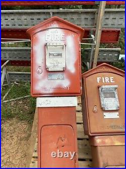 Antique Cast Iron Gamewell Fire Alarm Box Cast Iron Pedestal Total Not Restored